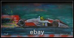 Original Formula One Peinture Mclaren Race Car F1 Pilot Senna Course Signée Kravt