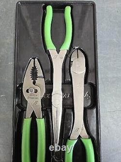 Outils Snap-On USA Ensemble de 3 pinces à poignée souple vertes de haute qualité PL330ACFG