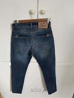 PRPS Jeans Homme 30x28 Windsor Crop Skinny Heavy Whiskered Dark Patch Wash NEUF