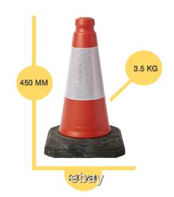 Pack de 12 cônes de signalisation rouges, haute résistance, 450 mm de haut, 2 pièces