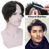 Perruque Pour Homme En Peau Mince De Pu 100% Cheveux Humains Vierges Système De Remplacement Pièce De Cheveux Ru