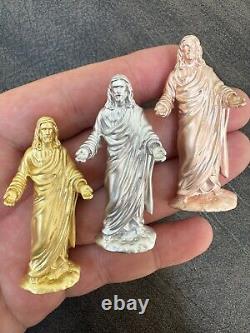 Pièce de Jésus en argent massif 925 / pendentif en or jaune ou rose 14 carats en 3D