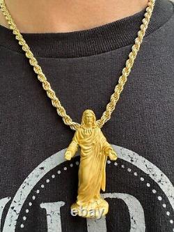 Pièce de Jésus en argent massif 925 / pendentif en or jaune ou rose 14 carats en 3D