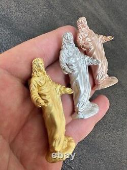 Pièce de Jésus en argent massif 925 / pendentif en or jaune ou rose 14 carats en 3D