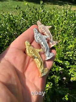 Pièce de Jésus en argent massif 925 / pendentif en or jaune ou rose 14 carats en 3D