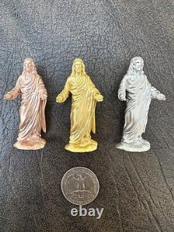 Pièce de Jésus en argent massif 925 / pendentif en or jaune ou rose 14 carats en 3D