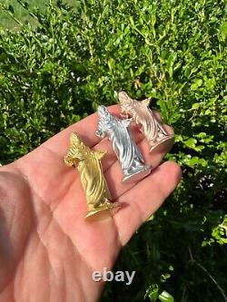 Pièce de Jésus en argent massif 925 / pendentif en or jaune ou rose 14 carats en 3D