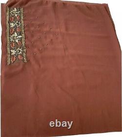 Pièce de blouse indienne et pakistanaise en satin marron ornée de perles lourdes, non cousue, pour Eid Diwali.