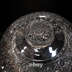 Pièce de collection en cristal taillé américain de haute qualité, bol à punch massif de 14 pouces - COMME NEUF