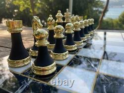 Pièces D'échecs Fabriquées À La Main Top Métal Zamak Classique Échecs Figurines Roi 3.54