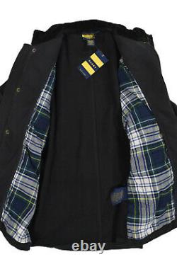 Polo Ralph Lauren Rugby Black Heavy Fleece Belted Crest Jacket Nouveau