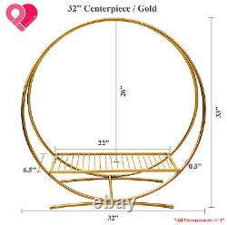 Round Cercle Arche De Mariage Toile De Fond Or Argent Couronne Bague Centerpiece 24-84