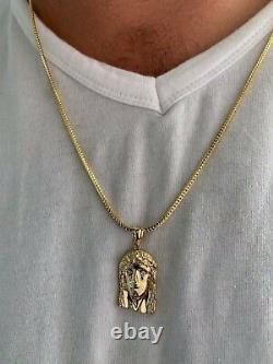 Solide 10k Yellow Gold Vs Natural Diamond Jesus Piece Pendentif Made In Italy Heavy