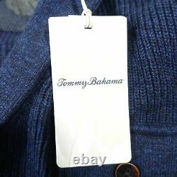 Tommy Bahama Bleu Mer Moyenne Capitaine Cardigan Lourd Elbow Patch Sweater Hommes Nouveau