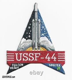 Traduisez ce titre en français : Écusson d'employé de mission classifiée authentique USSF-44 SPACEX FALCON HEAVY DOD NRO