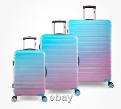 Valise extensible à coque rigide en trois pièces IFLY Fibertech rose bleu cabine moyenne grande