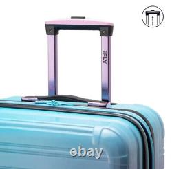 Valise extensible à coque rigide en trois pièces IFLY Fibertech rose bleu cabine moyenne grande