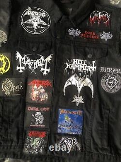 Veste de bataille personnalisée avec votre collection/sélection personnelle de patchs de heavy metal XXL