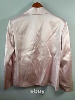 Veste de costume rose double boutonnage en satin lourd Helsa taille S, surdimensionnée, neuve avec étiquette