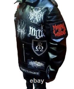 Veste en cuir à patchs de Heavy Metal Behemoth Batushka Unique Marchandise de groupe faite à la main