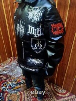 Veste en cuir à patchs de Heavy Metal Behemoth Batushka Unique Marchandise de groupe faite à la main