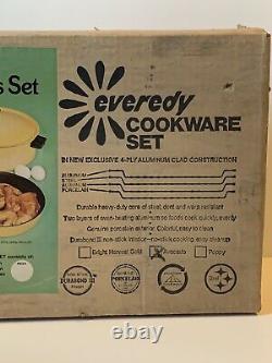 Vintage Everedy 7 Piece Set Homemakers Vert D'avocat Batterie De Cuisine USA Heavy Duty Nos