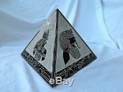 X-large Lourd Égyptien Basalte Pyramide Pierre Set Pharaon Horus Isis 3 Piece # 11