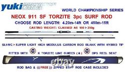 Yuki Neox 911 Sf Torzite 3pc Surf Rod+bag+free Cas Slhmc Carbone Sea Beachcaster